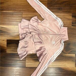 Adidas Originals women’s velour pink ruffle track top jacket